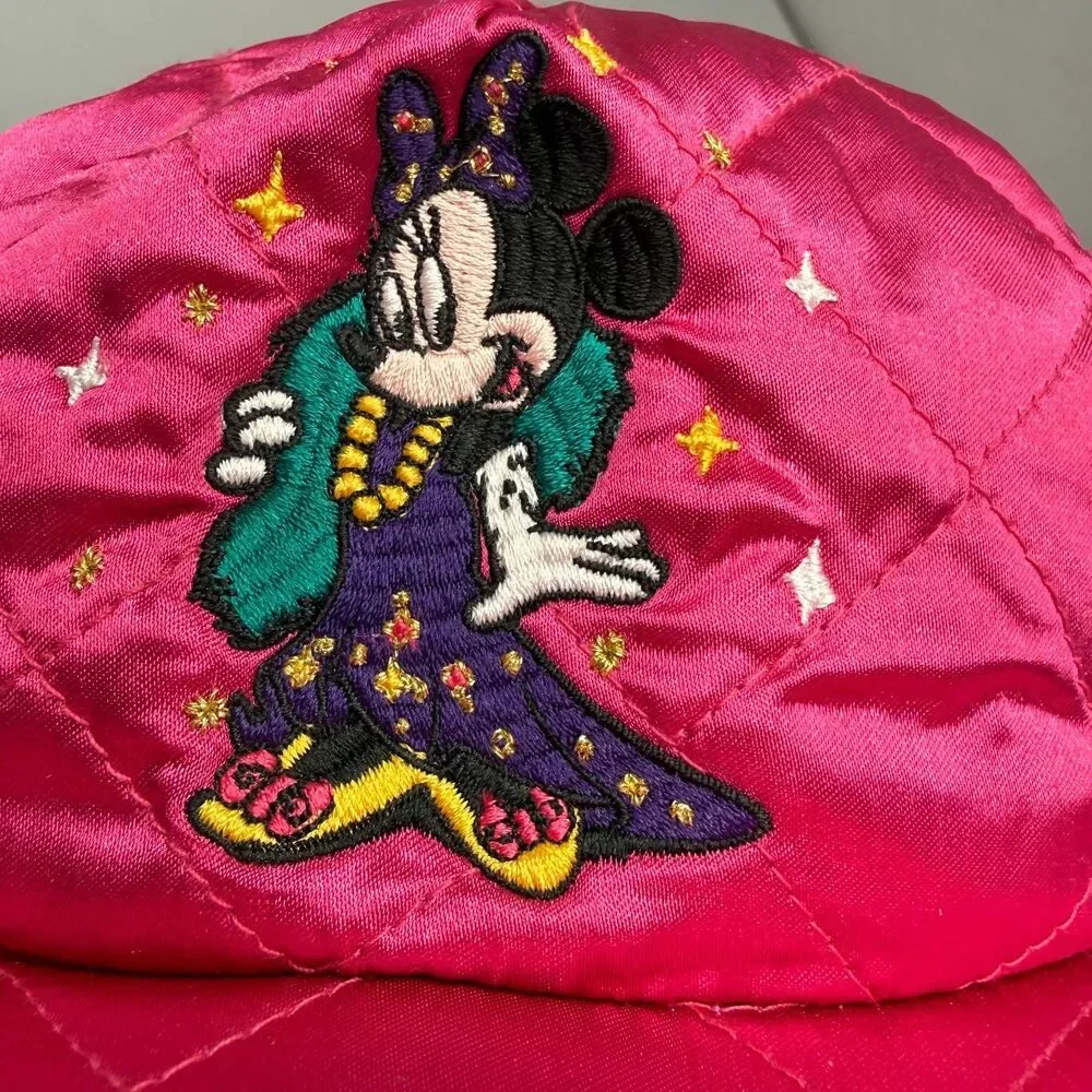 Minnie Mouse Glamour Vintage Quilted Disney Store Hat Cap Pink Satin 4-6X